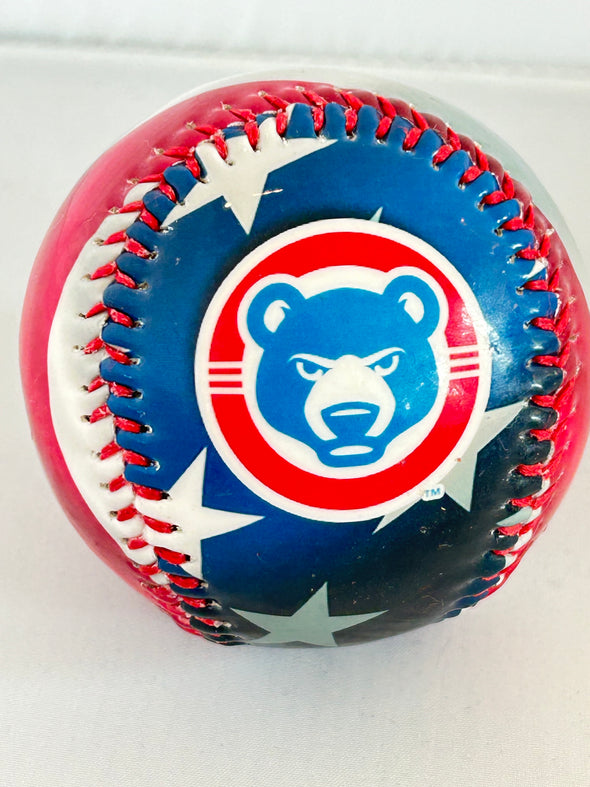 South Bend Cubs Logo Ball Red, White, Blue, and Flag Print