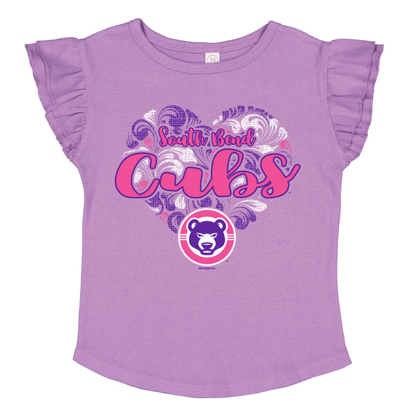 South Bend Cubs Toddler Girls Flutter Tee