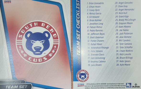 2024South Bend Cubs Trading Card Team Set