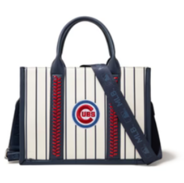Montana West Tote whipstitch tote bag featuring a Chicago Cubs logo