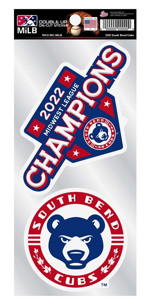 South Bend Cubs MWL Champions 2-PK Decal